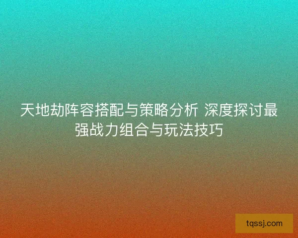 天地劫阵容搭配与策略分析 深度探讨最强战力组合与玩法技巧