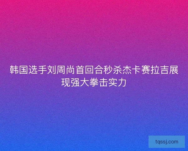 韩国选手刘周尚首回合秒杀杰卡赛拉吉展现强大拳击实力 韩国选手刘周尚首回合秒杀杰卡赛拉吉展现强大拳击实力